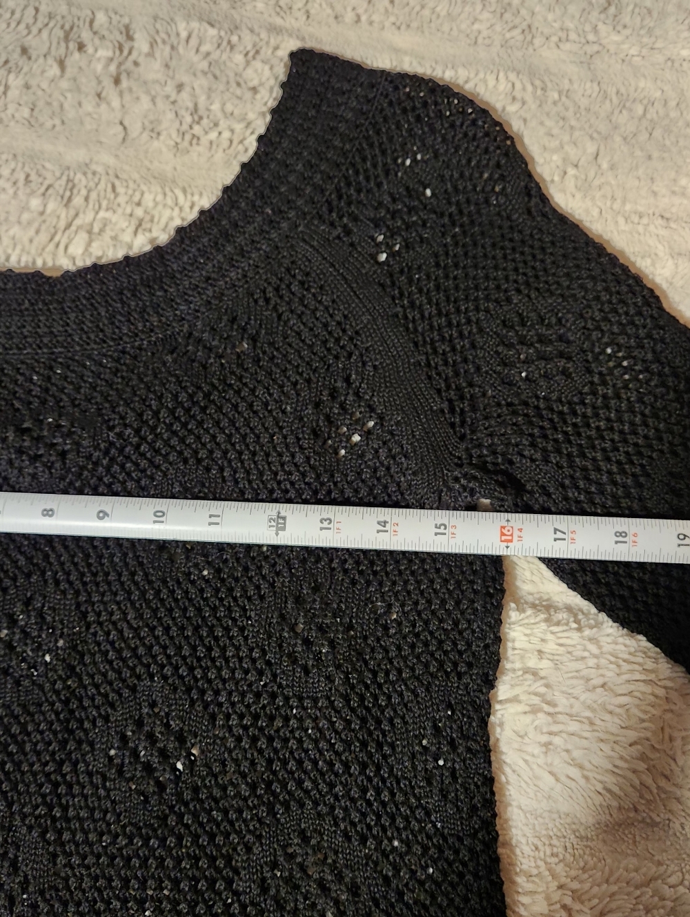 Rafaella Crochet Open Knit  Sweater Top Womens Sz M Black Beach Swim Cover Up - Picture 6 of 10